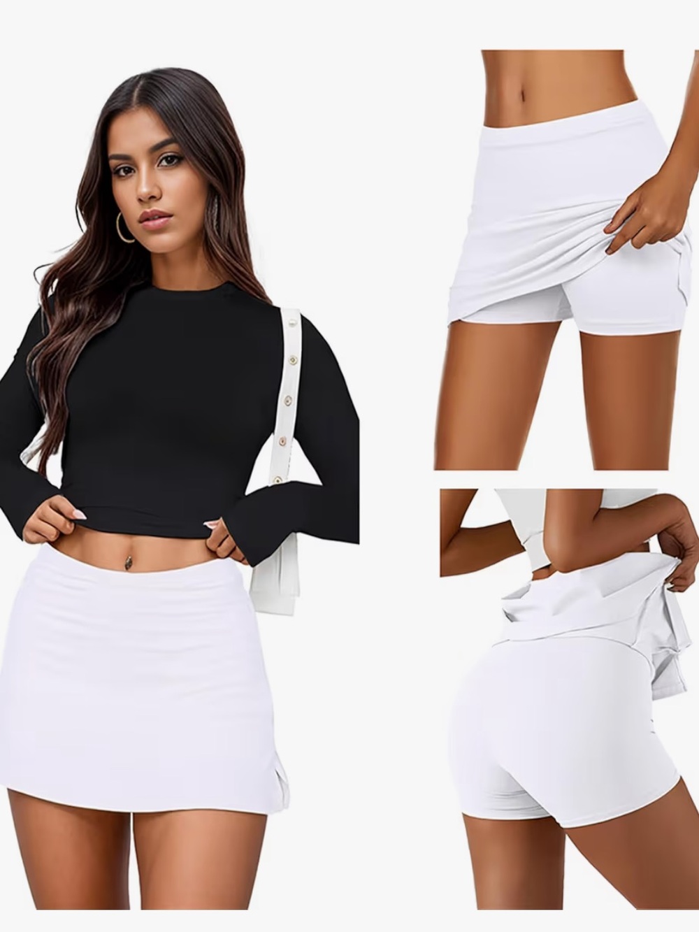 Classic White Women's Athletic Skort with Elastic Waist